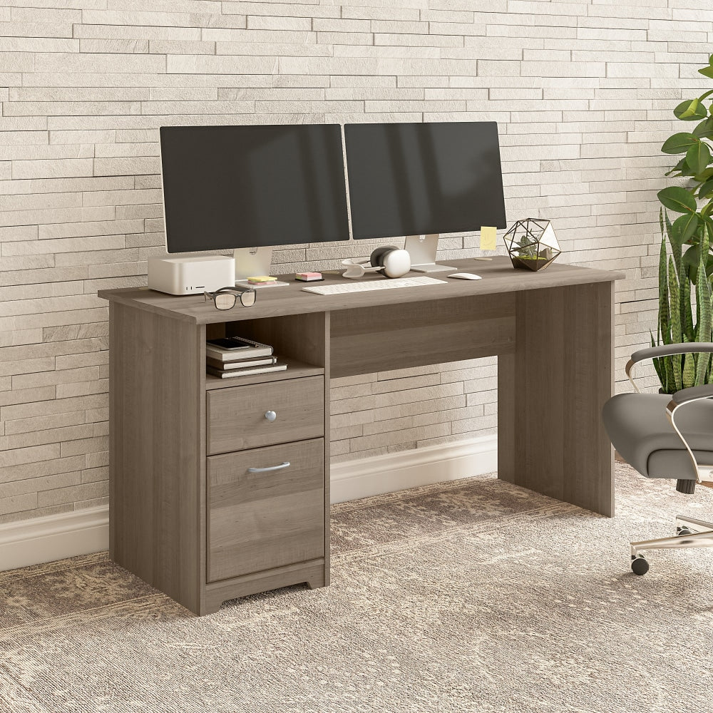 Bush Furniture Cabot 60inW Computer Desk With Drawers, Ash Gray, Standard Delivery