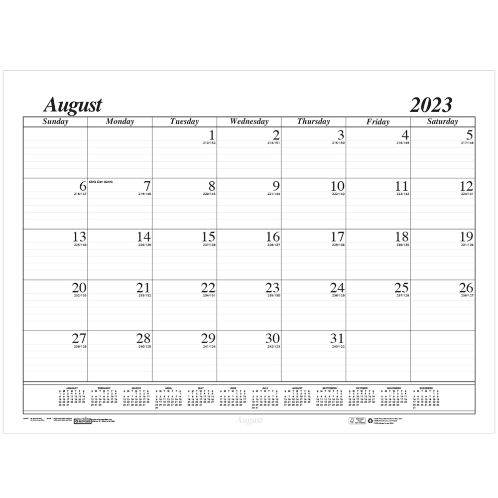 House of Doolittle Monthly Academic Calendar Economy Desk, 17 Months (Aug-Dec), 22in x 17in, Black