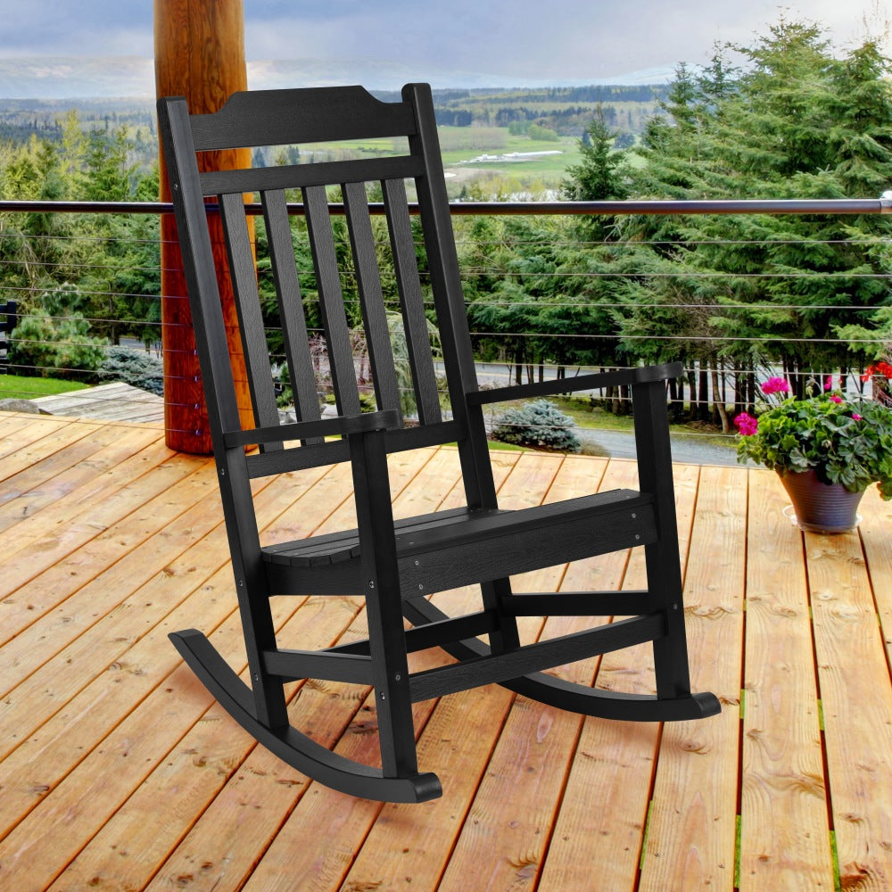 Flash Furniture Winston All-Weather Rocking Chair, Black