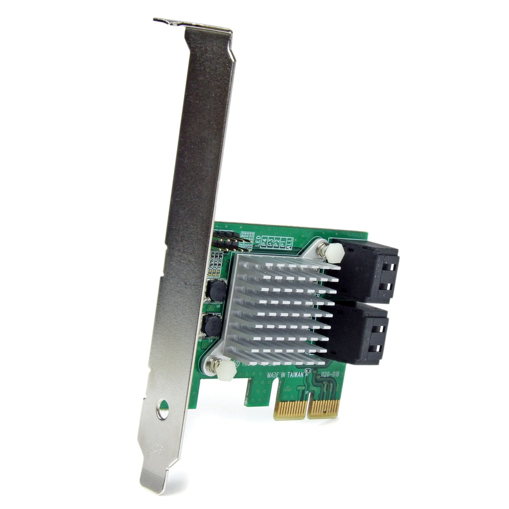 StarTech.com 4 Port PCI Express 2.0 SATA III 6Gbps RAID Controller Card with HyperDuo SSD Tiering - Serial ATA/600 - PCI Express 2.0 x2 - Plug-in Card - RAID Supported - JBOD, 1, 0, 1+0 RAID Level - 4 Total SATA Port(s) - 4 SATA Port(s) Internal