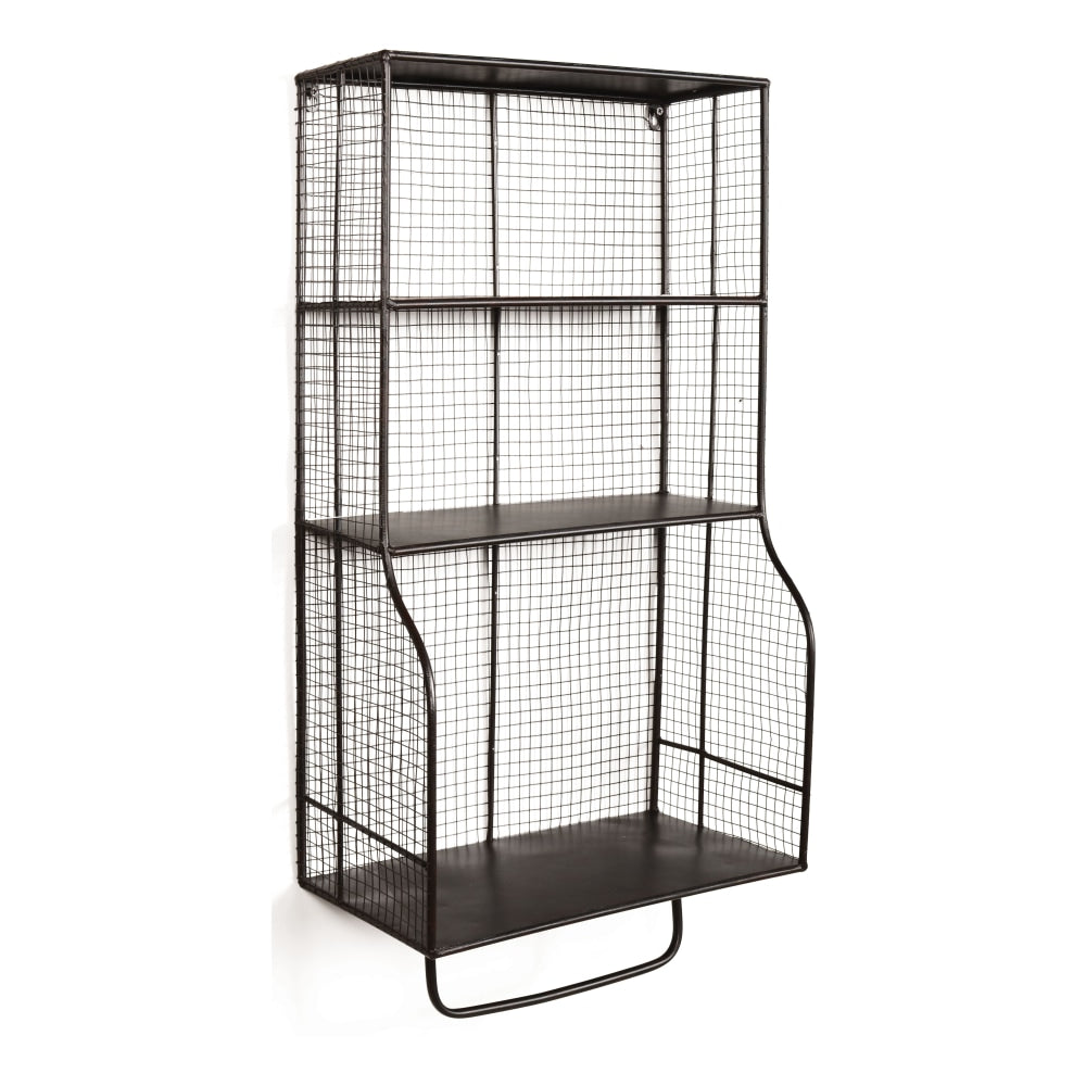 Linon Tate Home Office Metal Wall Organizer, 34inH x 16-7/8inW x 9-3/5inD, Black