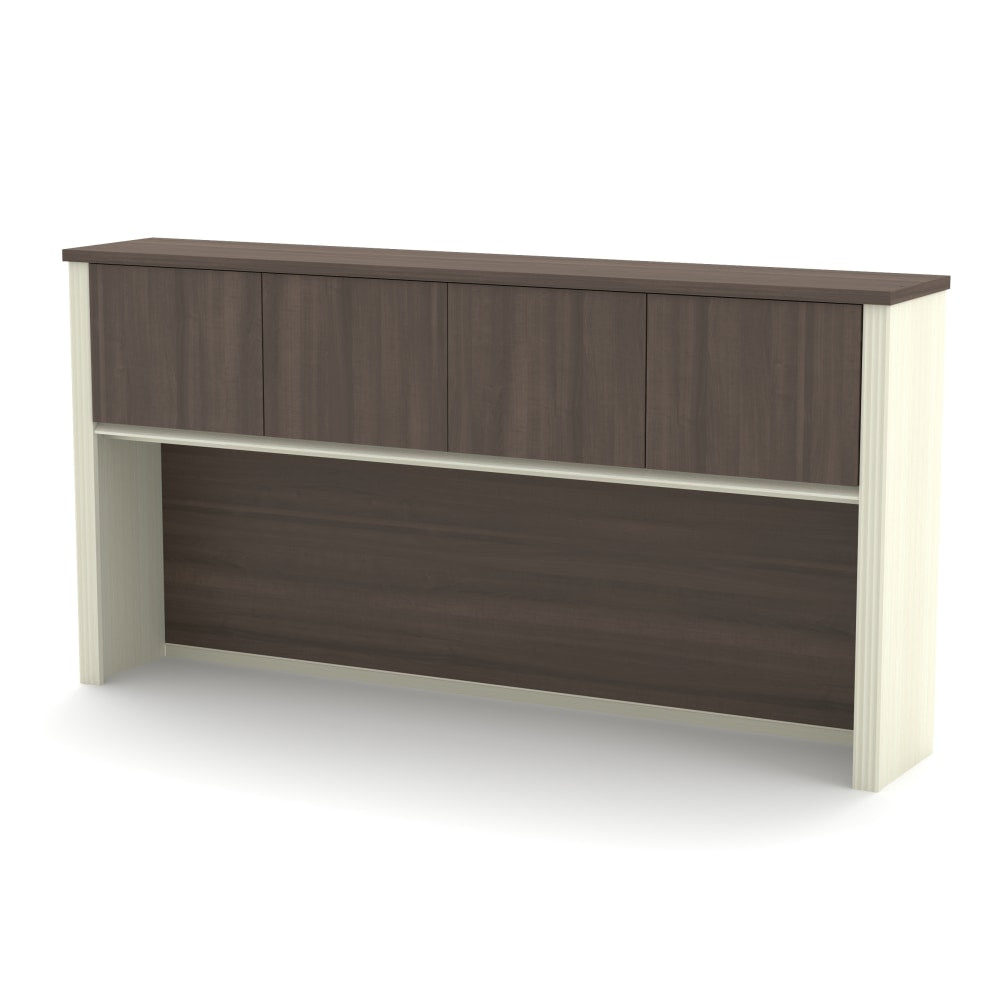 Bestar Prestige + 72inW Hutch For Desk Shell, White Chocolate/Antigua