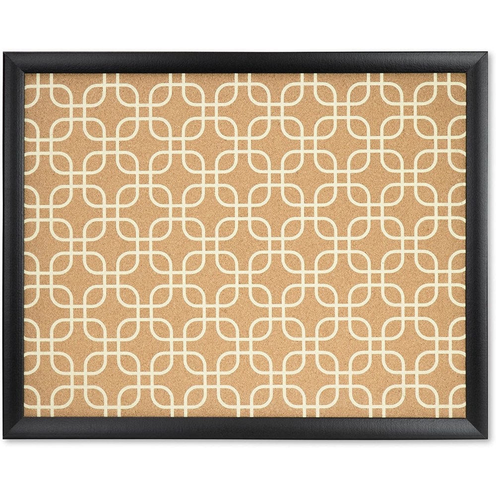 U Brands Fashion Cork Bulletin Board, 20in X 16in, Black Wood Frame