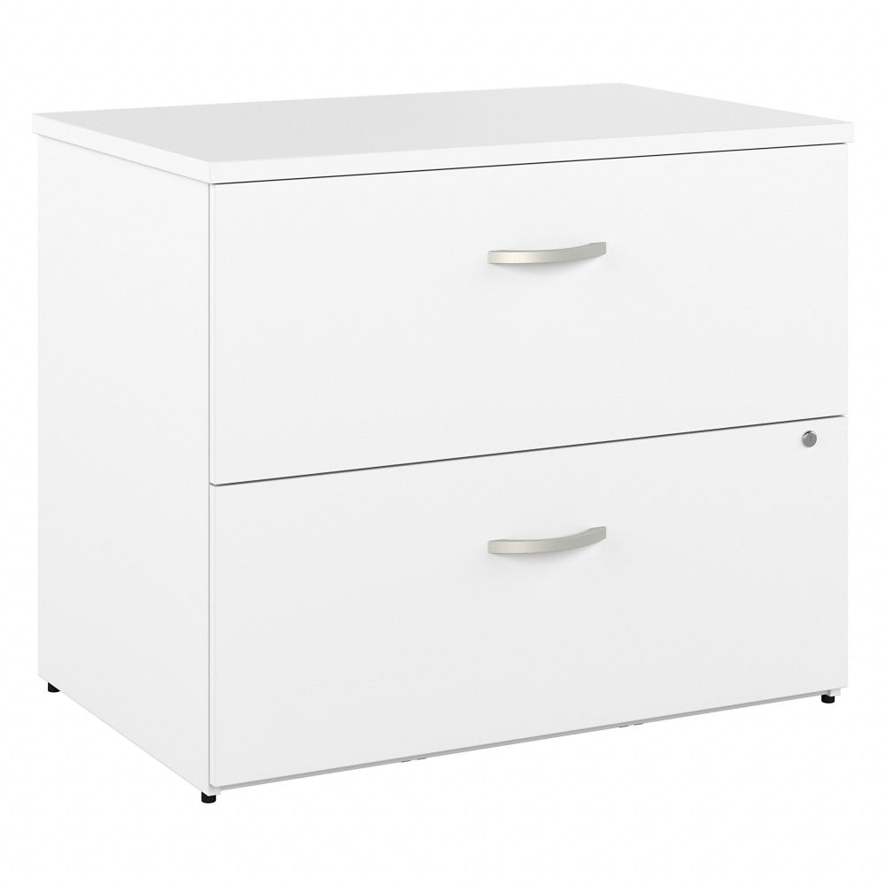 Bush Business Furniture Hybrid 35-11/16inW x 23-3/8inD Lateral 2-Drawer File Cabinet, White, Standard Delivery