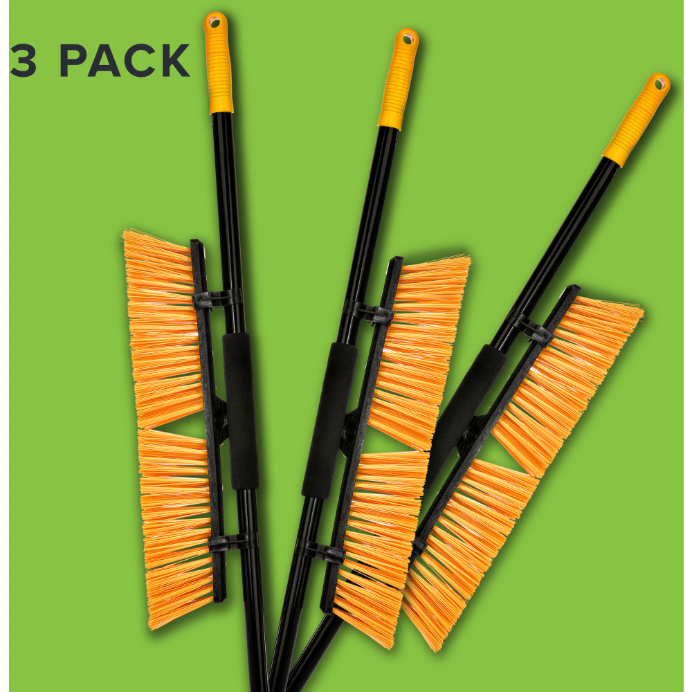 Alpine 24in Rough-Surface Push Brooms, Yellow, Pack Of 3 Brooms