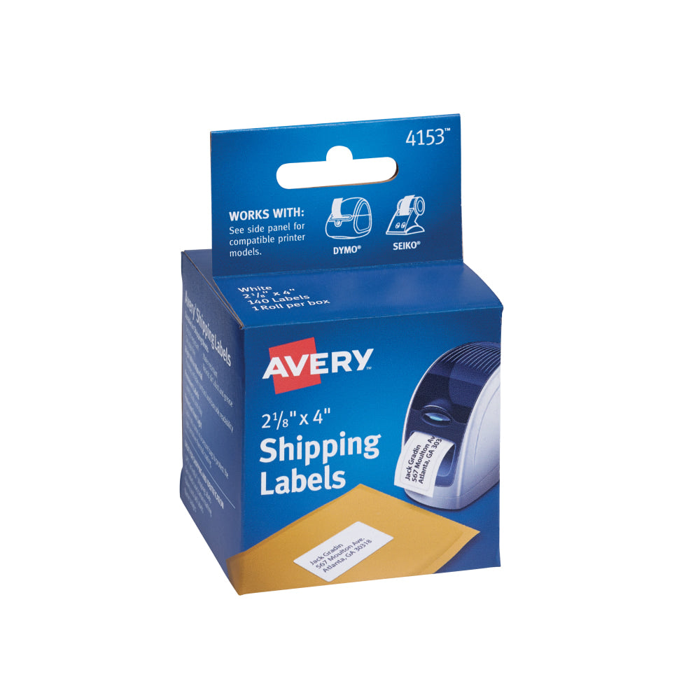 Avery Multipurpose Permanent Thermal Labels, AVE4153, 4in x 2 1/8in, Roll Of 140, White