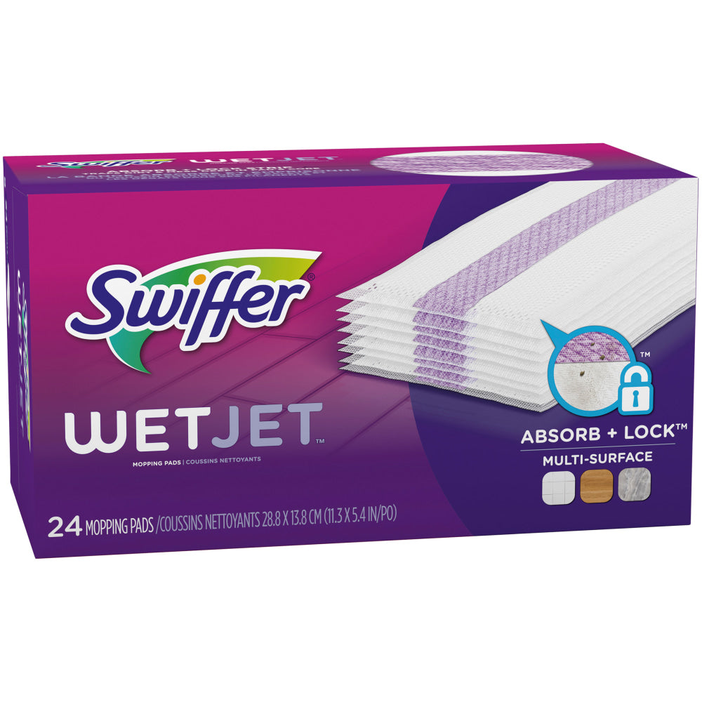 Swiffer WetJet System Refill Cloths, 14in x 3in, 24 Cloths Per Pack, Box Of 4 Packs