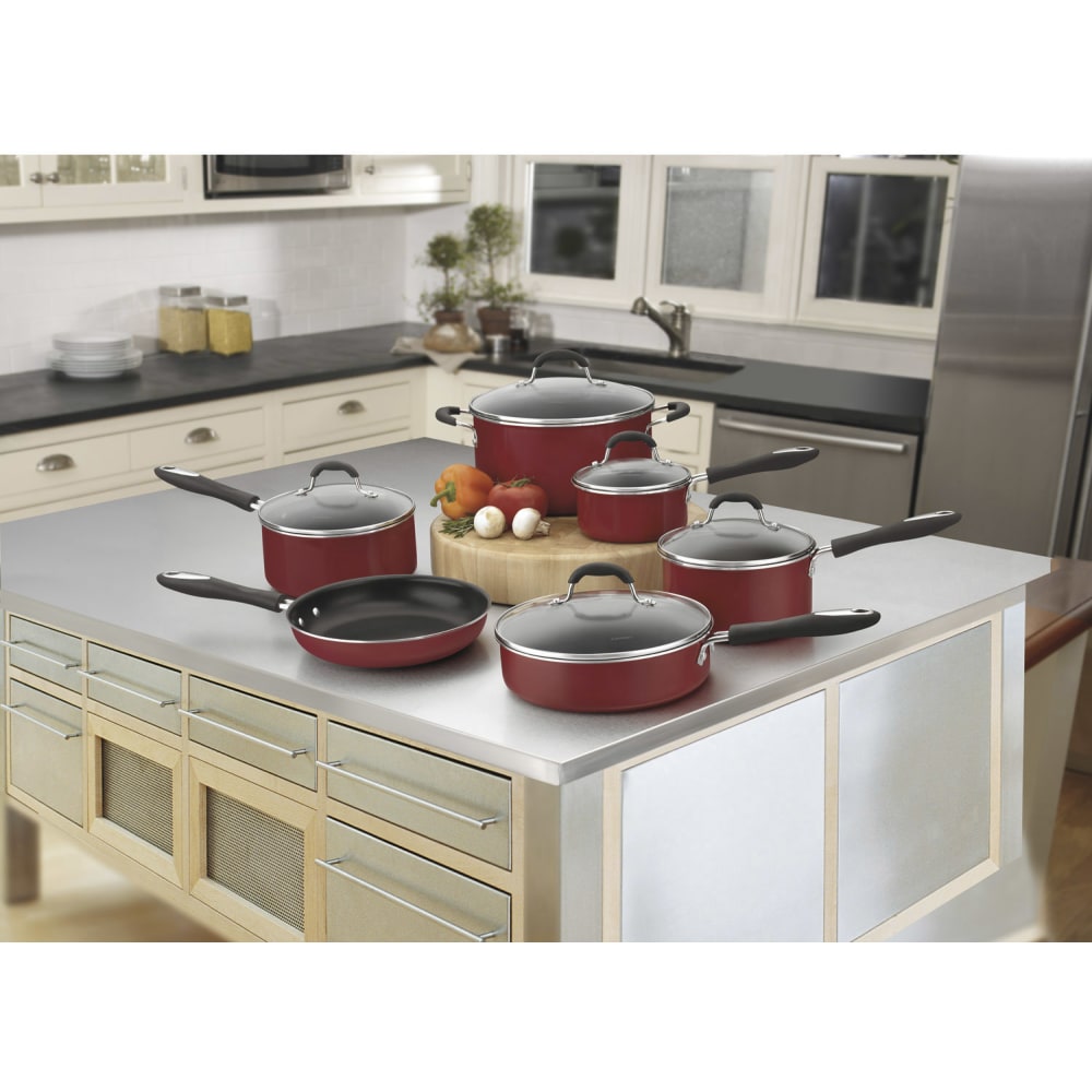 Cuisinart Advantage 11-Piece Aluminum Non-Stick Cookware Set, Red