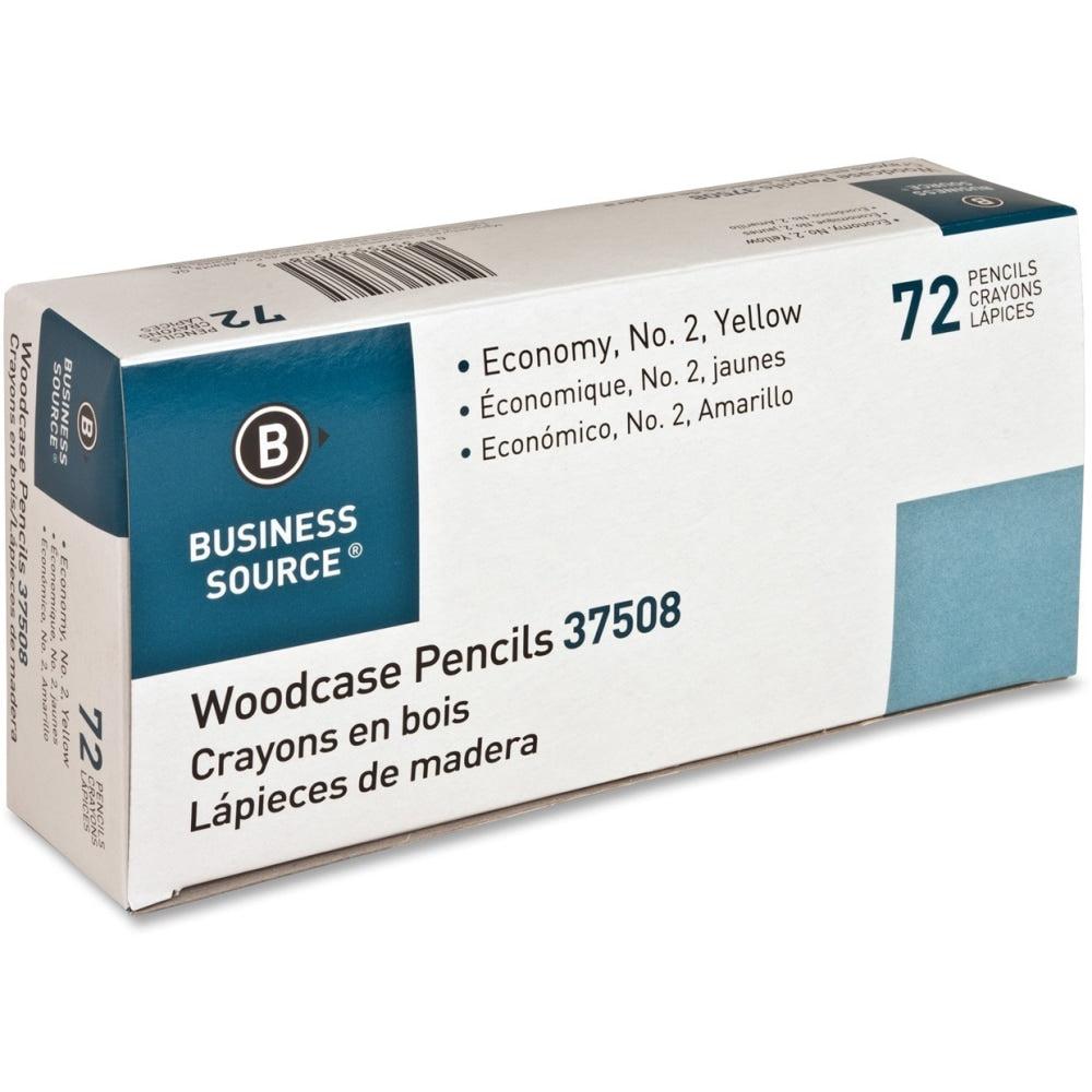 Business Source Woodcase No. 2 Pencils, #2 Lead, Yellow Wood Barrels, 72 Pencils Per Box, Case Of 4 Boxes