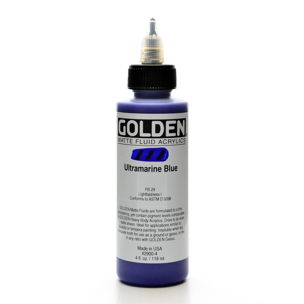 Golden Matte Fluid Acrylic Paint, 4 Oz, Ultramarine Blue