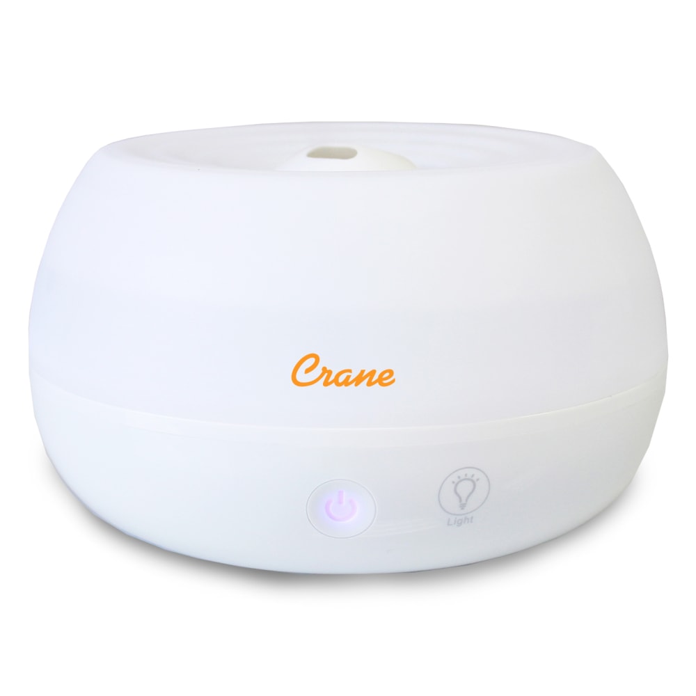 Crane Personal Ultrasonic Cool Mist Humidifier & Aroma Therapy Diffuser, 0.2 Gallons, 6 3/4in x 6 3/4in x 4 1/8in, White