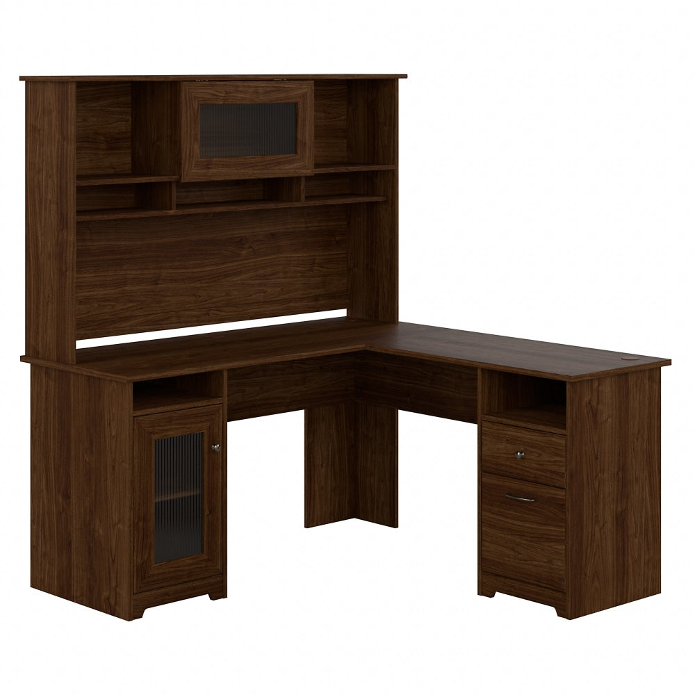 Bush Furniture Cabot 60inW L-Shaped Computer Desk With Hutch, Modern Walnut, Standard Delivery