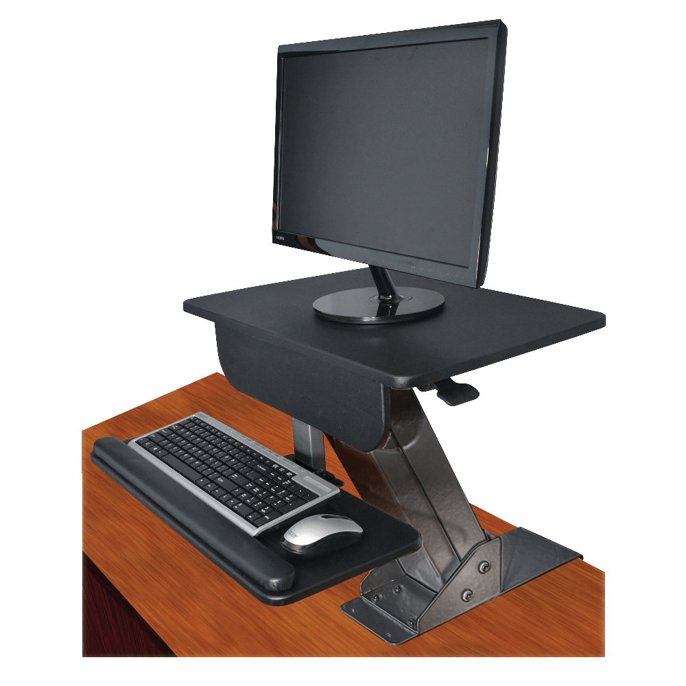 Kantek Desk-Mounted Sit-To-Stand Workstation, 21 1/2inH x 23 1/2inW x 23 1/2inD, Black