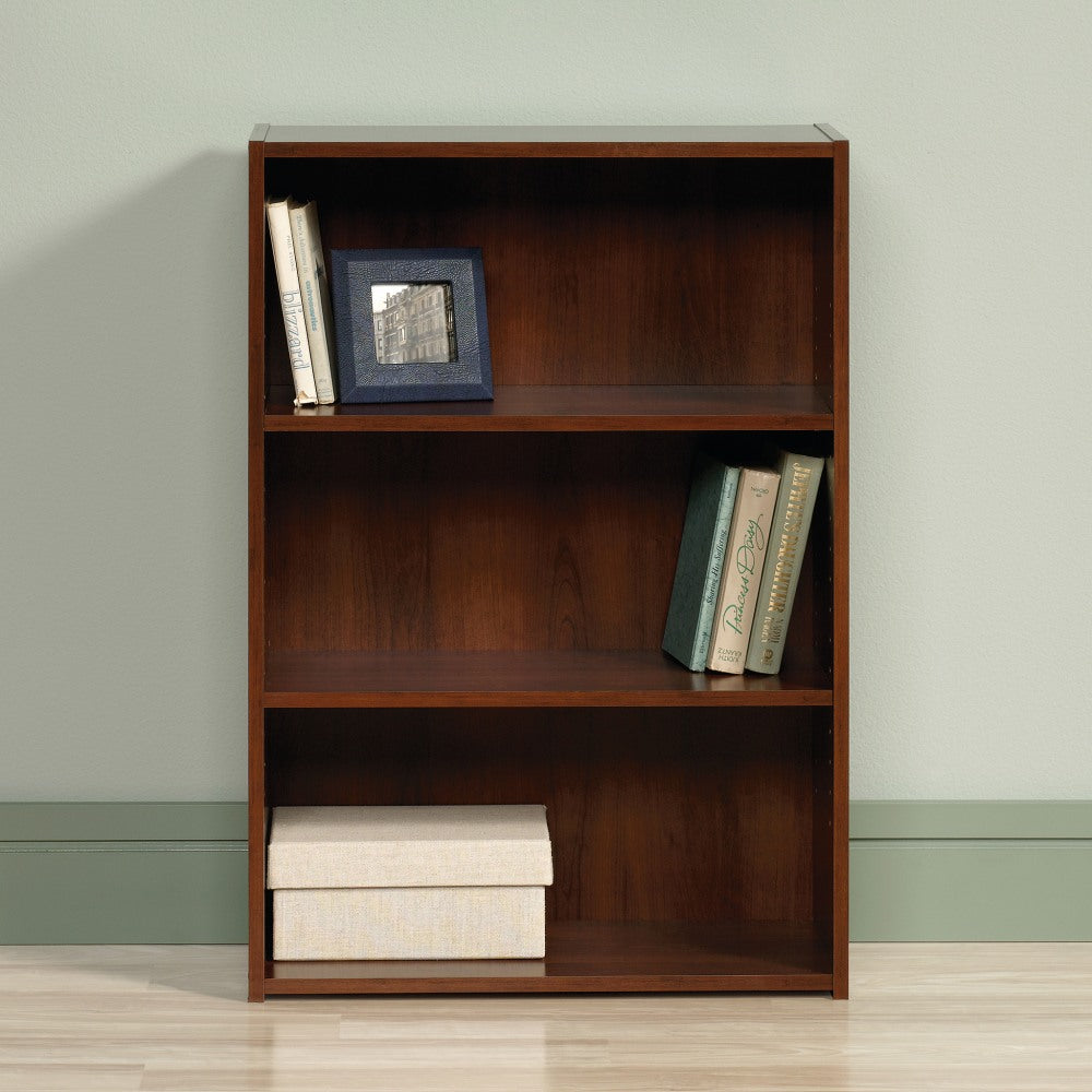 Sauder Beginnings 35 5/16inH 3-Shelf Transitional Bookcase, Cherry/Medium Finish, Standard Delivery