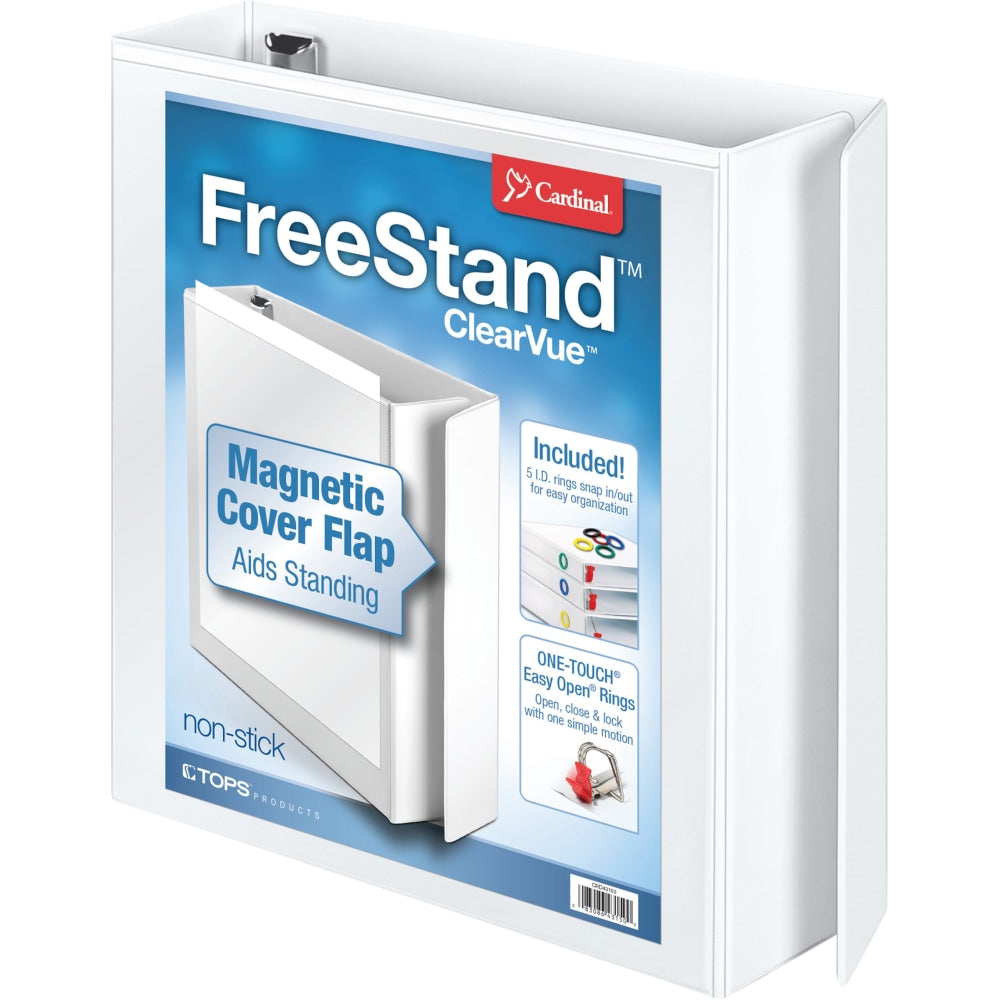 Cardinal EasyOpen ClearVue Locking View 3-Ring Binder, 2in Slant Rings, White