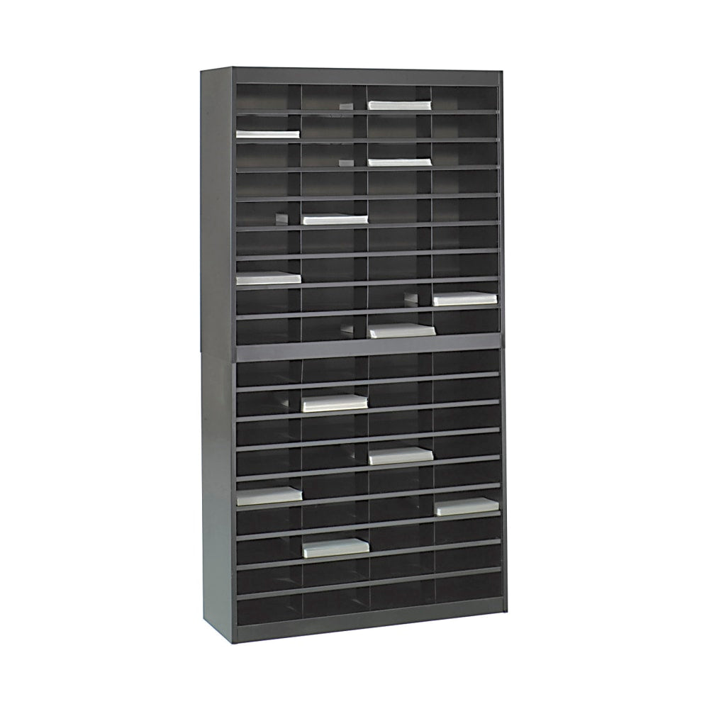 Safco E-Z Stor Steel Literature Organizer, 72 Compartments, 71inH, Black