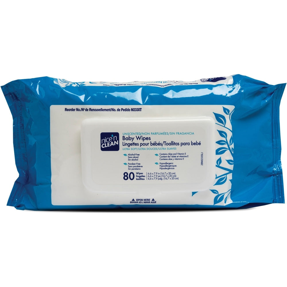 PDI NiceN Clean Baby Wipes - 7.90in x 6.60in - Blue - 80 Per Pack - 12 / Carton