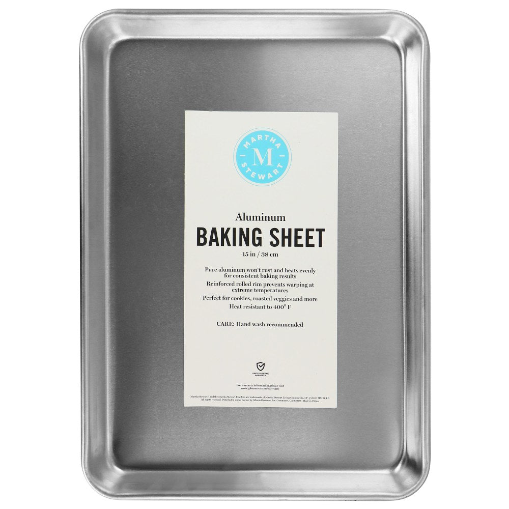 Martha Stewart Aluminum Baking Sheet, 15in, Silver