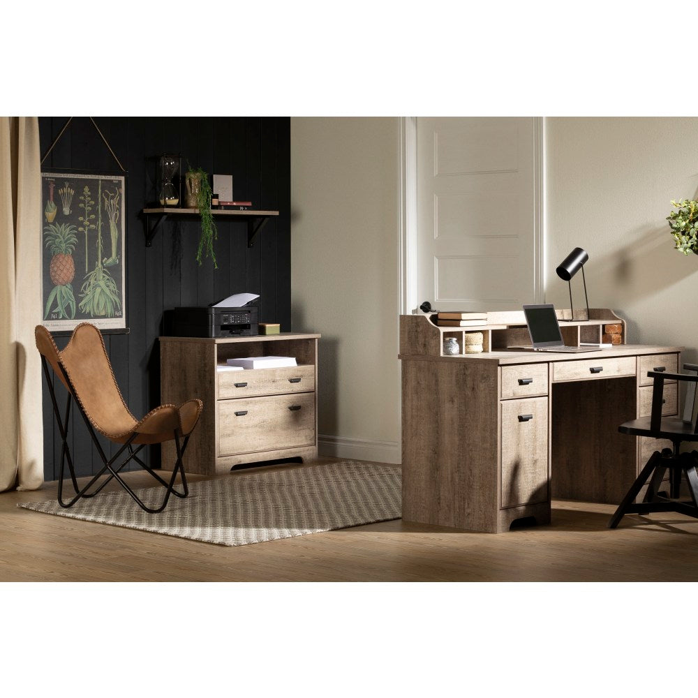 South Shore Versa 60inW Computer Office Desk, Weathered Oak