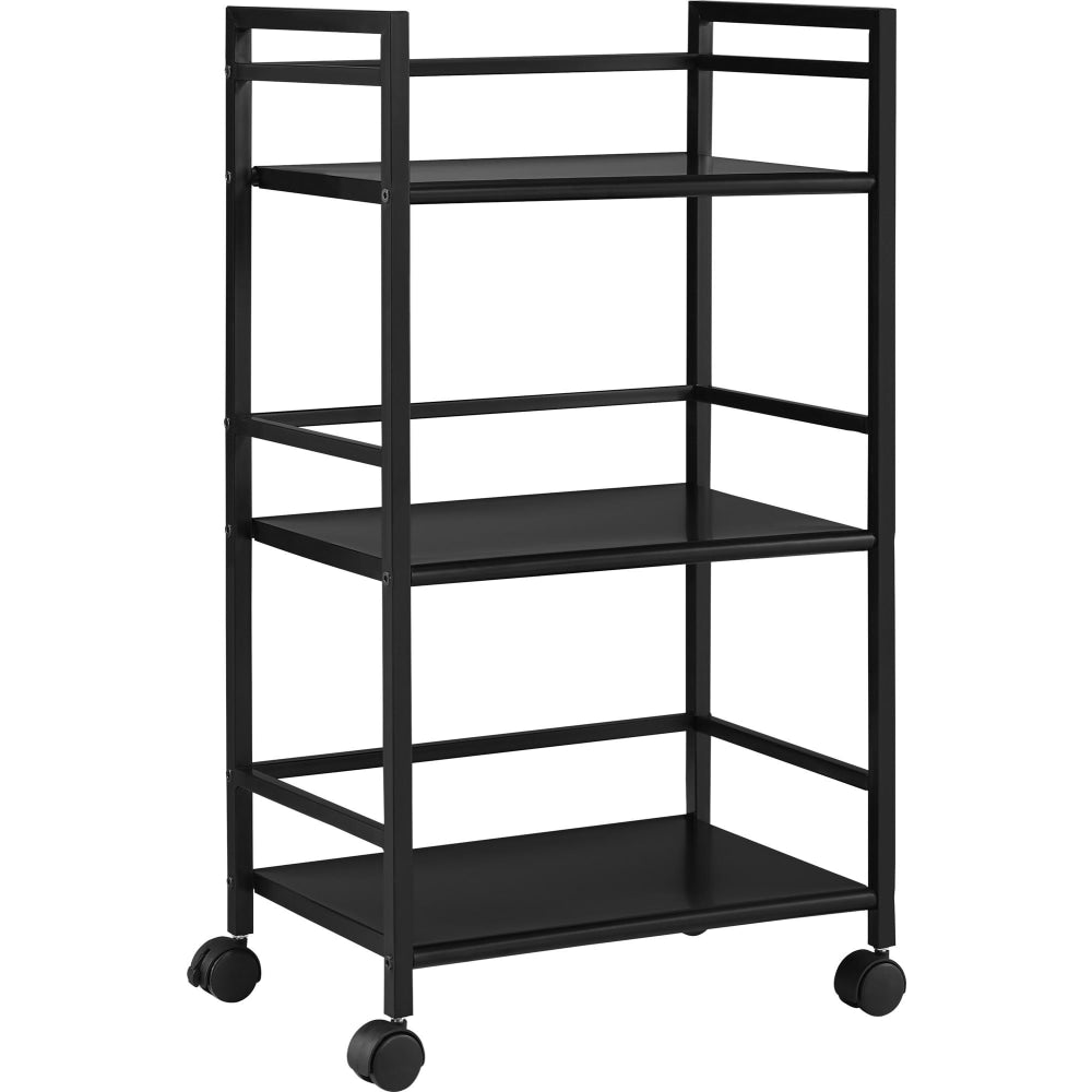 Ameriwood Home Marshall 3-Shelf Metal Rolling Utility Cart, Black