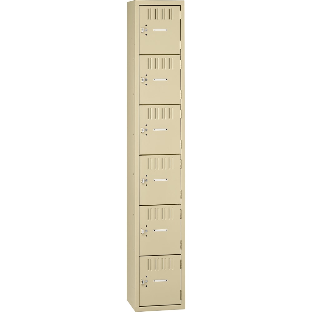 Tennsco Six-Tier Box Locker, 1-Wide, 72inH x 12inW x 18inD, Sand