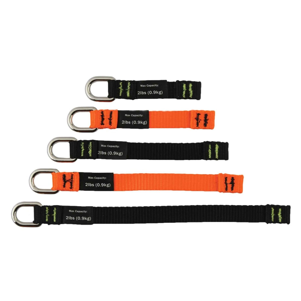 Ergodyne Squids 3700 Web Tool Tails, Assorted Sizes, 2 Lb, Black/Orange, Pack Of 6 Tails