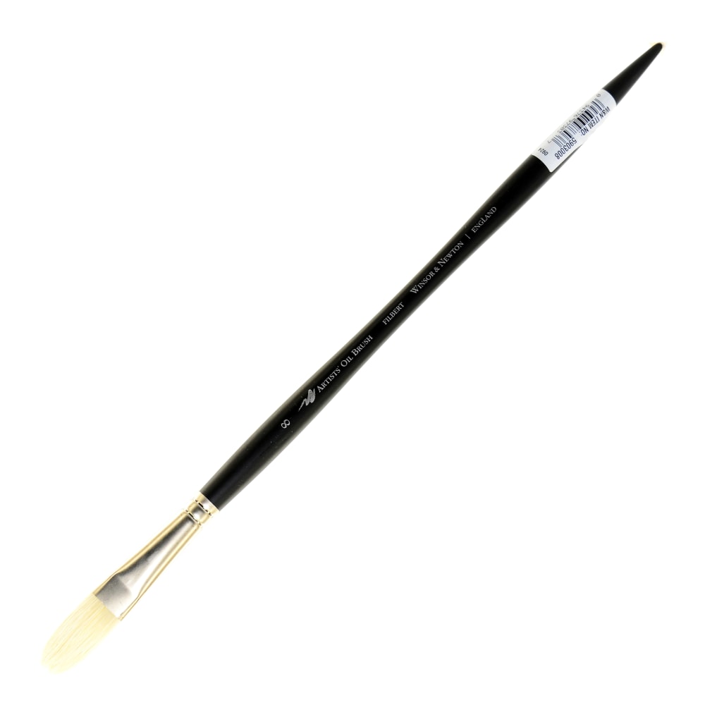 Winsor & Newton Artists Oil Paint Brush, Size 8, Filbert Bristle, Hog Hair, Black