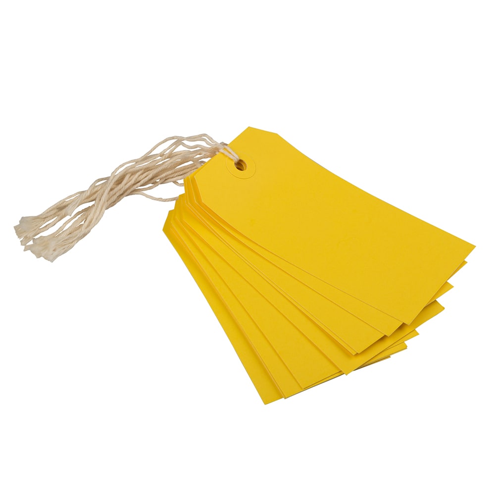 JAM Paper Medium Gift Tags, 4-3/4in x 2-3/8in, Yellow, Pack Of 10 Tags