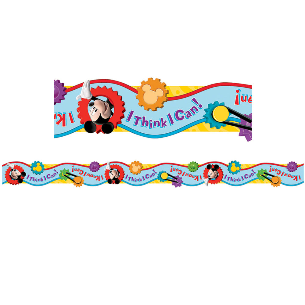 Eureka School Extra Wide Die-Cut Deco Trim, Mickey Mouse Clubhouse I Think I Can, 12 Strips Per Pack, Set Of 3 Packs