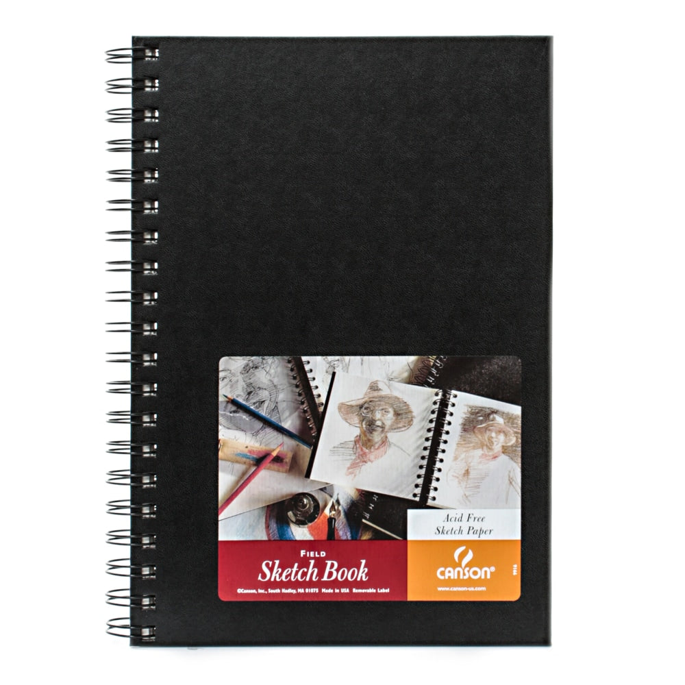 Canson Field Sketchbooks, 7in x 10in, Black, 80 Sheets Per Pad, Pack Of 2 Pads