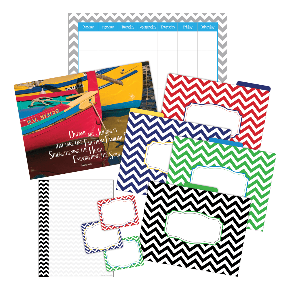 Barker Creek Chevron Office/Classroom Set With Incentive Chart, Nautical