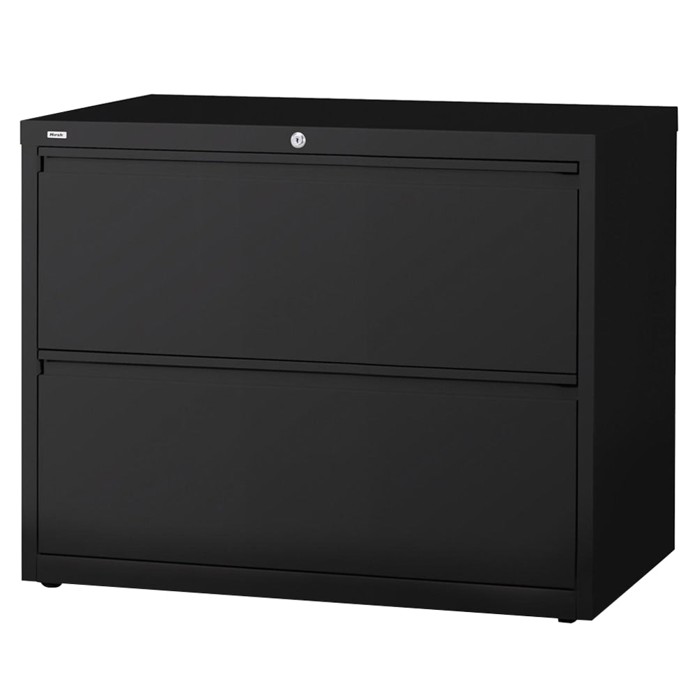 Lorell Fortress 42inW x 18-5/8inD Lateral 2-Drawer File Cabinet, Black