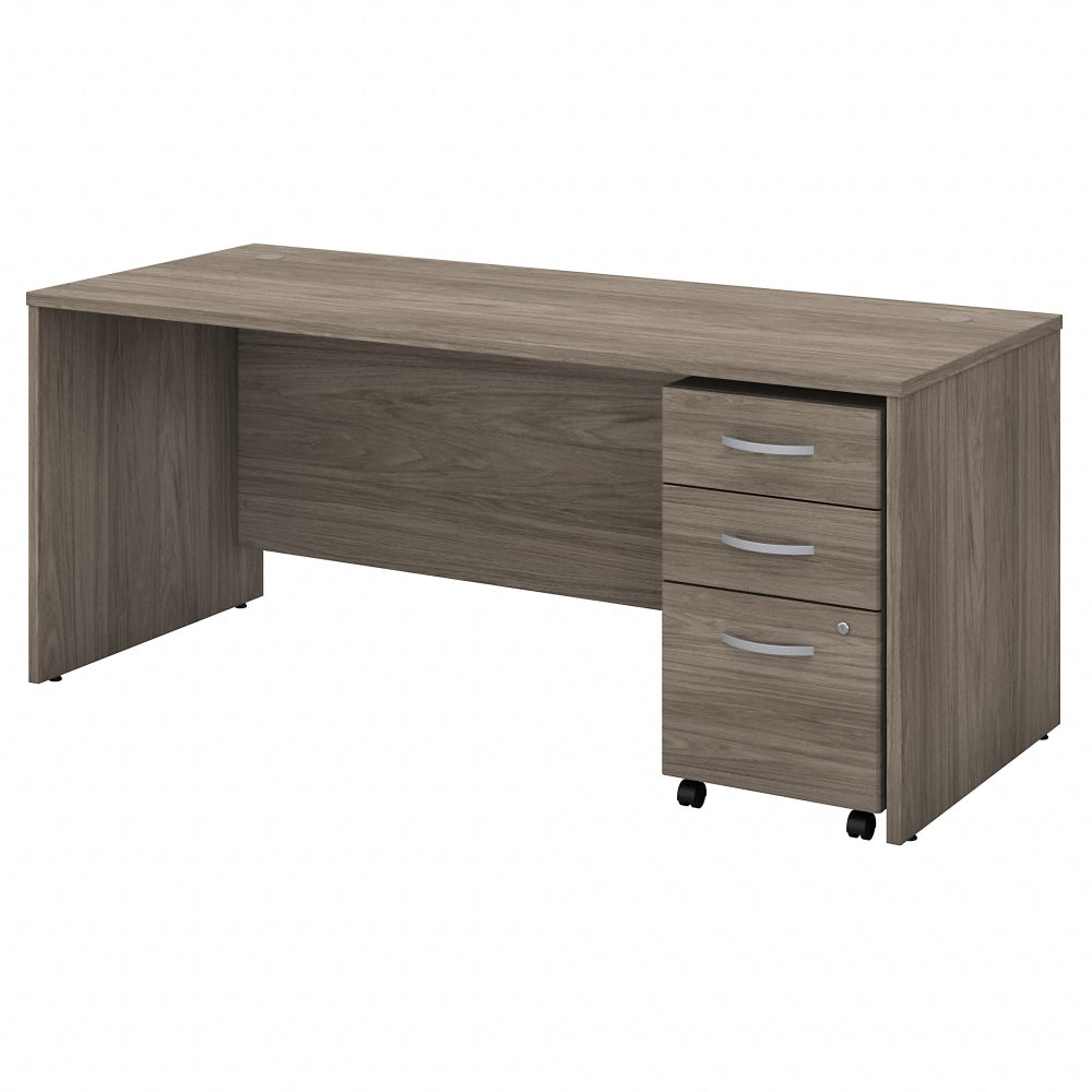 Bush Business Furniture Studio C Office 72inW Computer Desk With Mobile File Cabinet, Modern Hickory, Standard Delivery