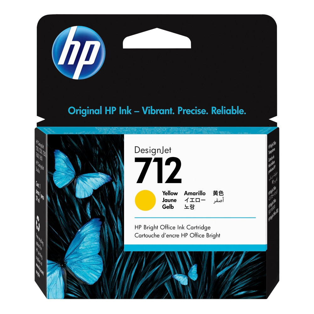 HP 712 DesignJet Yellow Ink Cartridge, 3ED69A