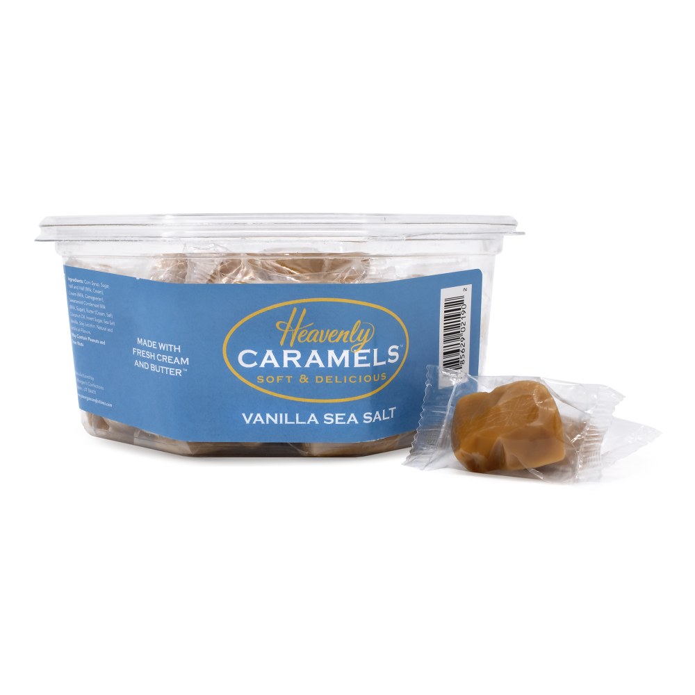 Heavenly Caramels Soft And Delicious Vanilla Sea Salt Caramels, 0.4 Oz, Tub Of 45 Pieces