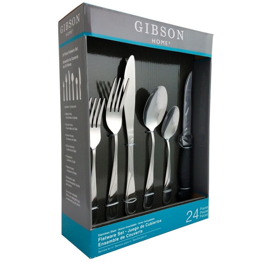 Gibson Home Trillium Plus 24-Piece Stainless-Steel Flatware Set