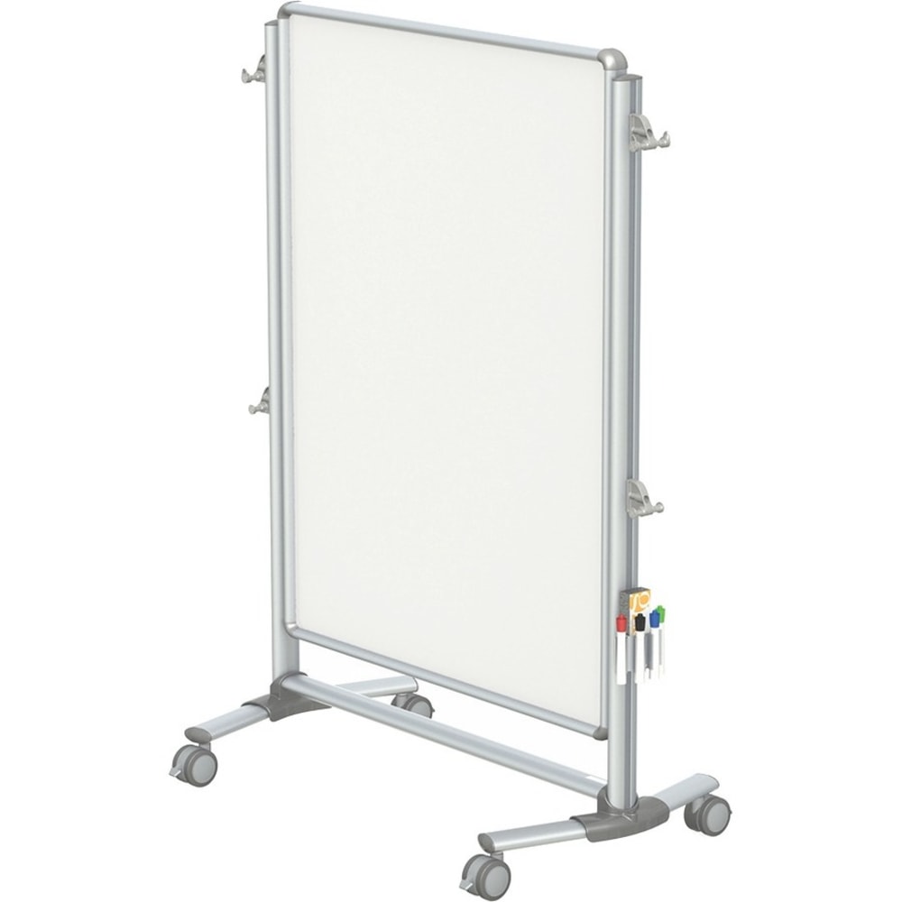 Ghent Nexus Jr. Partition Mobile Porcelain Magnetic Double-Sided Dry-Erase Whiteboard, 57 3/8in x 40 3/8in, Aluminum Frame With Silver Finish