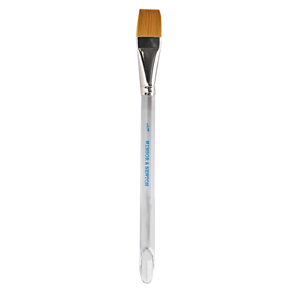 Winsor & Newton Series 995 Aquarelle Golden Nylon Paint Brush, 3/4in, Flat Wash Bristle, Nylon, Clear