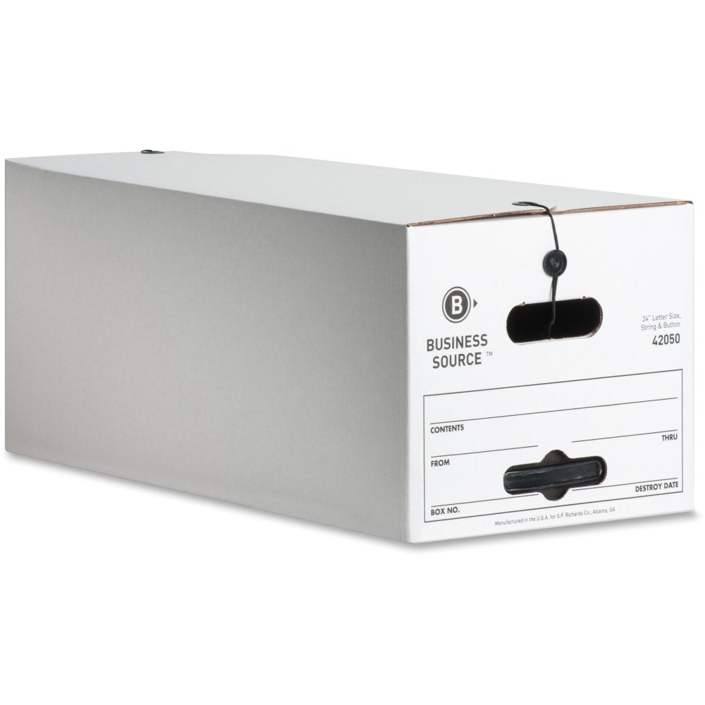 Business Source Light Duty Letter Size Storage Box - External Dimensions: 12in Width x 24in Depth x 10inHeight - 350 lb - Media Size Supported: Letter - Light Duty - Stackable - White - For File - Recycled - 12 / Carton