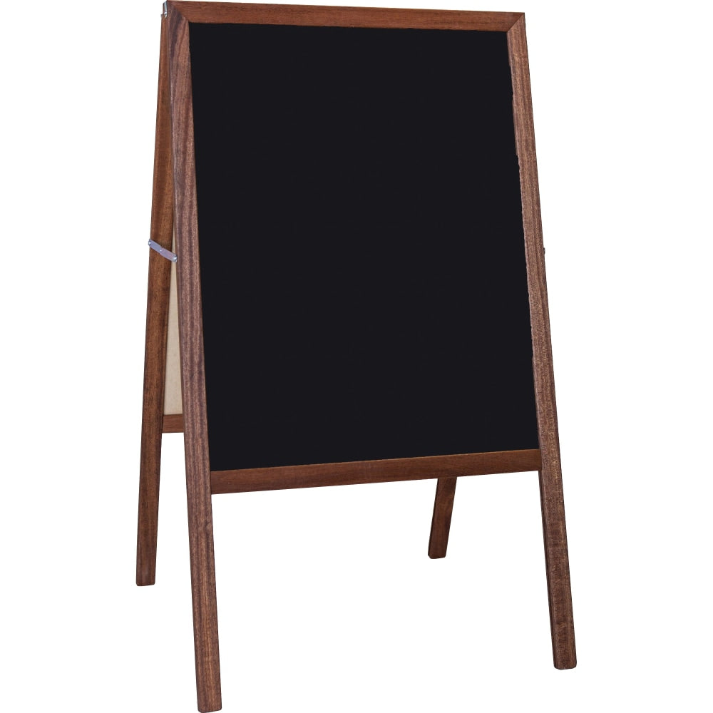 Flipside Dark Frame Signage Easel - Stained White/Black Surface - Hardwood Frame - Rectangle - 1 Each