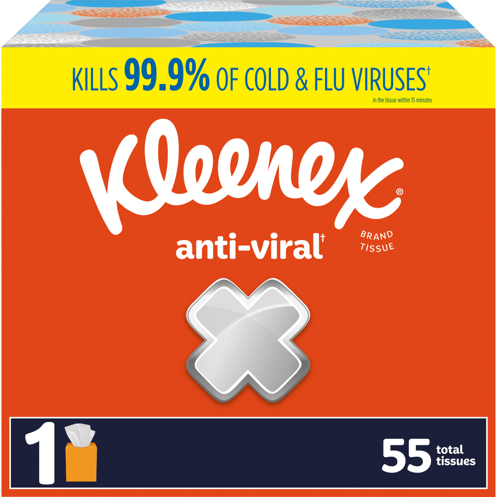 Kleenex Anti-Viral Unscented Facial Tissue, Pack Of 27 Boxes