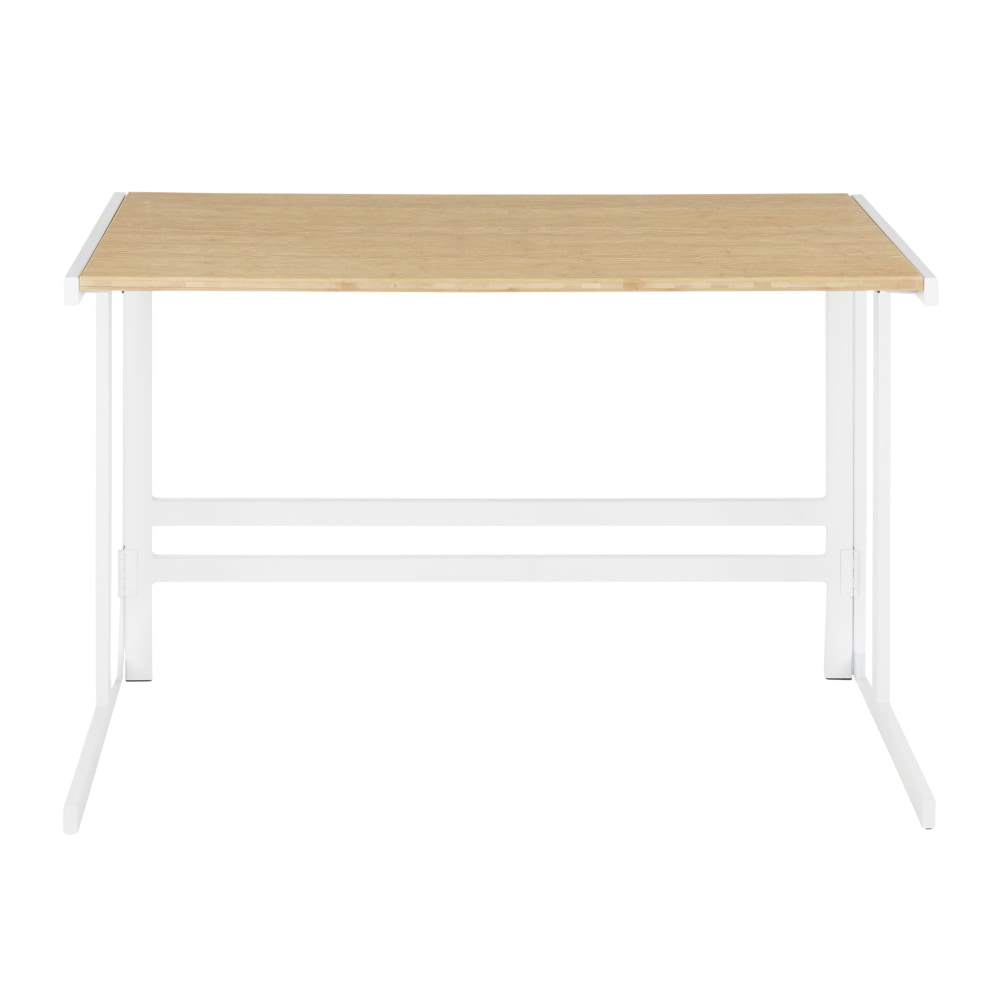 LumiSource Roman 45inW Office Computer Desk, White/Natural