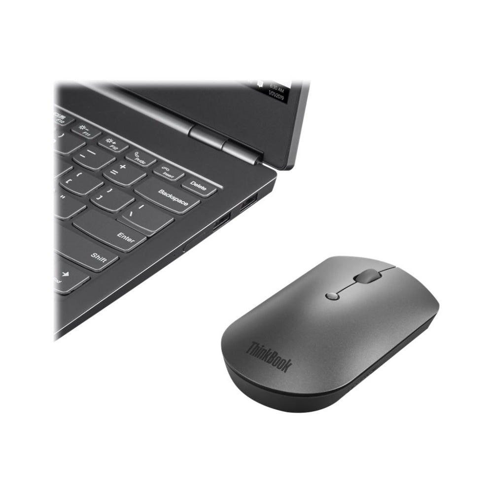 Lenovo ThinkPad Silent - Mouse - right and left-handed - blue optical - 3 buttons - wireless - Bluetooth 5.0 - iron gray - retail