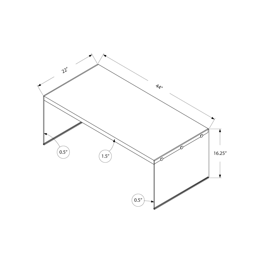 Monarch Specialties Coffee Table With Glass Base, Rectangle, Glossy White