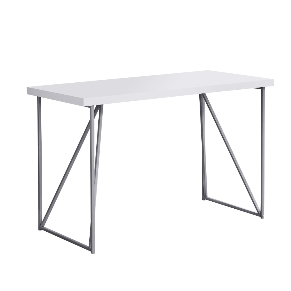 Monarch Specialties 48inW Computer Desk, White/Silver