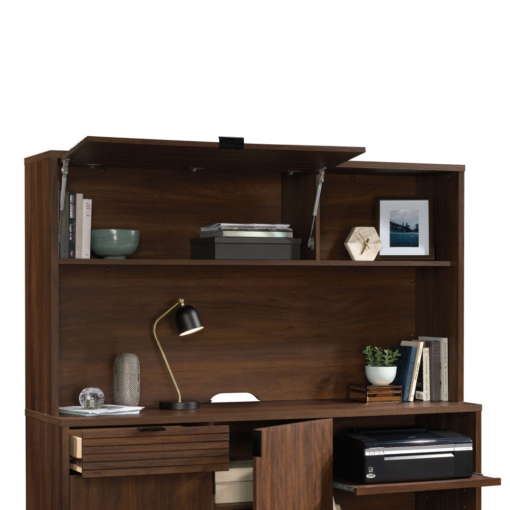 Sauder Englewood 66inW Hutch, Spiced Mahogany