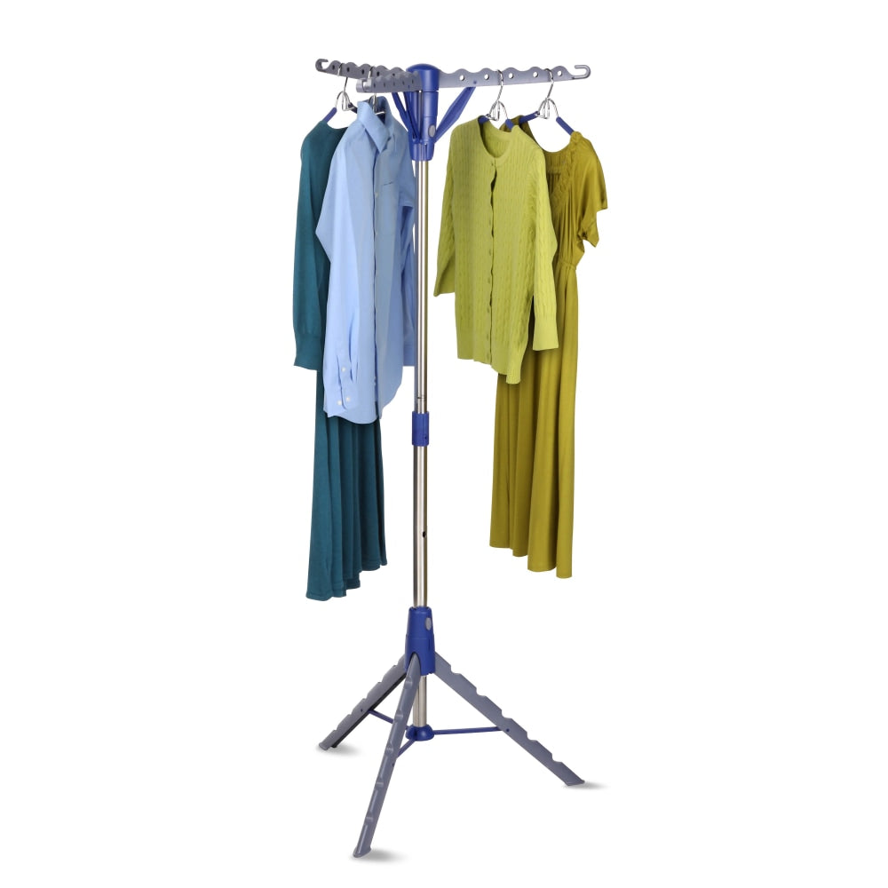 Honey-Can-Do Folding Tripod Drying Rack, 64 1/2inH x 26inW x 26inD, Blue/Gray