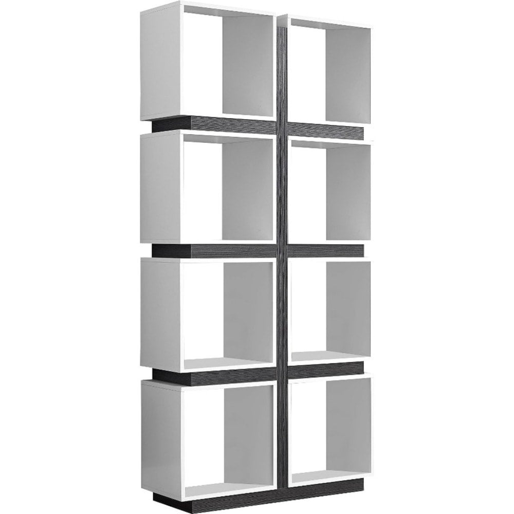 Monarch Specialties 72inH 8-Cube Bookcase, White/Gray