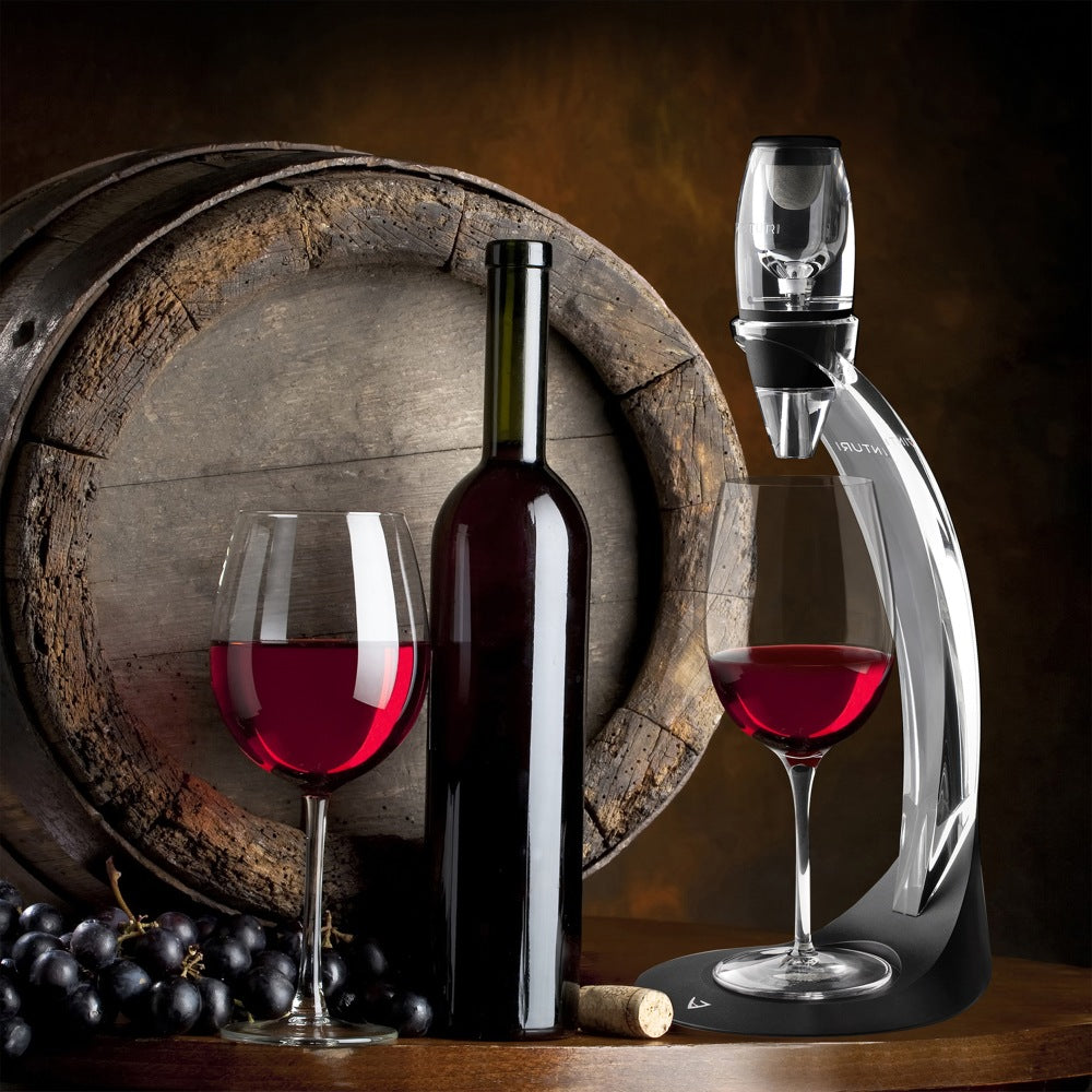 Edgecraft Vinturi Acrylic Wine Aerator Tower Set, Black