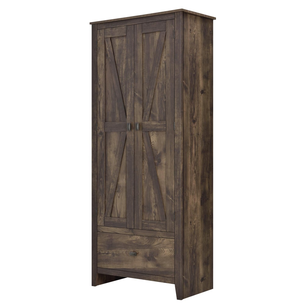 Ameriwood Home Farmington 30in Wide Storage Cabinet, 4 Shelves/1 Drawer, Rustic Woodgrain